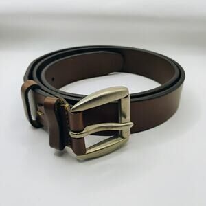 Chaps Belt Men's size 38 Brown leather Dress gold tone buckle Casual Cowhide